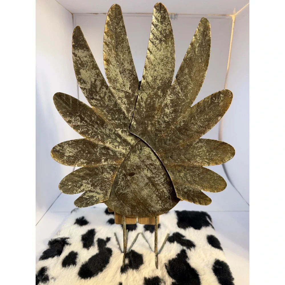 Rustic Wood and Metal Turkey Figurine Thanksgiving Harvest Decor 15 Inch